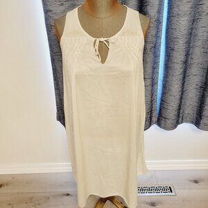 Vtg Style White Sleeveless Nightgown Kayser Sz M Crochet Lace Keyhole Neckline